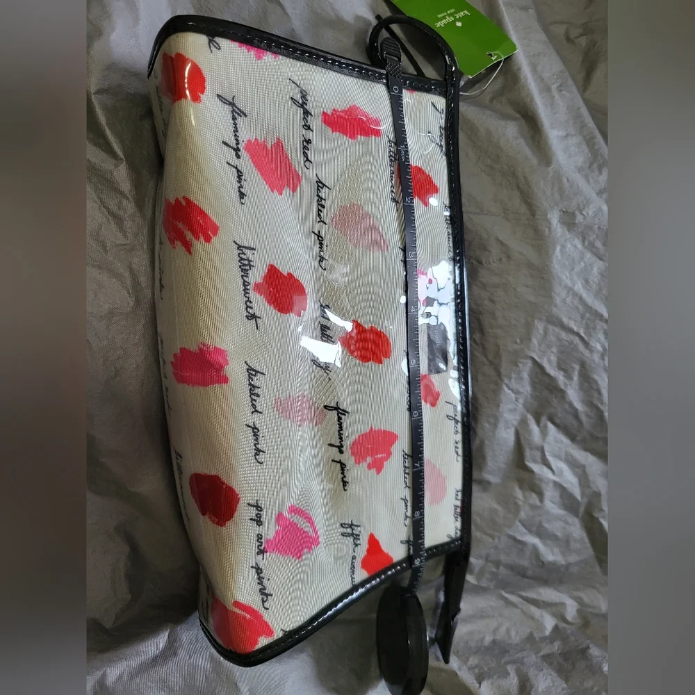 Kate Spade Cosmetic Bag with Pink and Red Lipstick Print